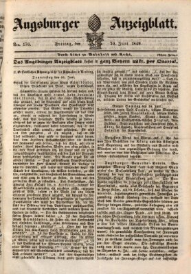 Augsburger Anzeigeblatt Freitag 29. Juni 1849