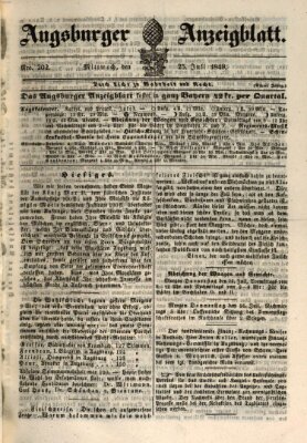 Augsburger Anzeigeblatt Mittwoch 25. Juli 1849
