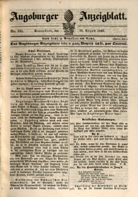 Augsburger Anzeigeblatt Samstag 18. August 1849
