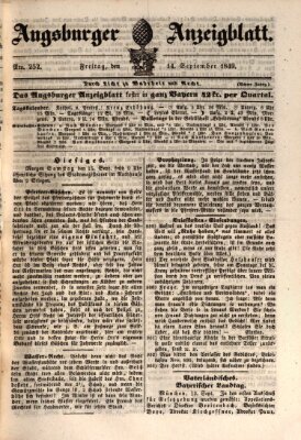 Augsburger Anzeigeblatt Freitag 14. September 1849