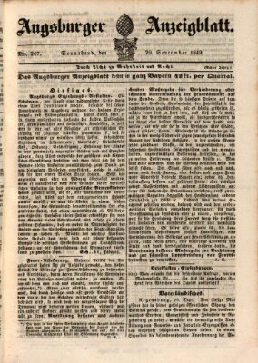 Augsburger Anzeigeblatt Samstag 29. September 1849