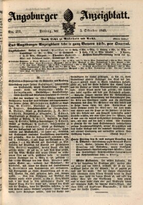 Augsburger Anzeigeblatt Freitag 5. Oktober 1849
