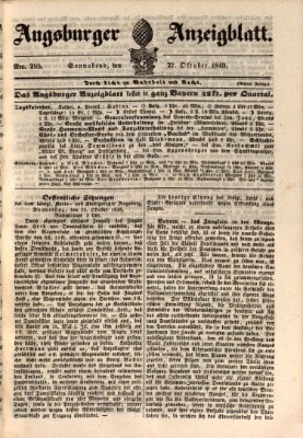 Augsburger Anzeigeblatt Samstag 27. Oktober 1849