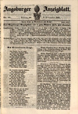 Augsburger Anzeigeblatt Freitag 2. November 1849