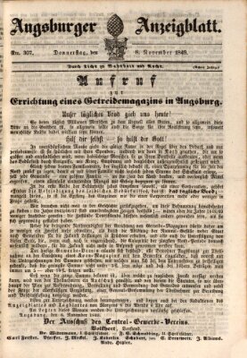 Augsburger Anzeigeblatt Donnerstag 8. November 1849