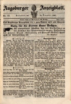 Augsburger Anzeigeblatt Samstag 24. November 1849