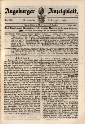 Augsburger Anzeigeblatt Montag 3. Dezember 1849