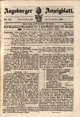 Augsburger Anzeigeblatt Donnerstag 13. Dezember 1849