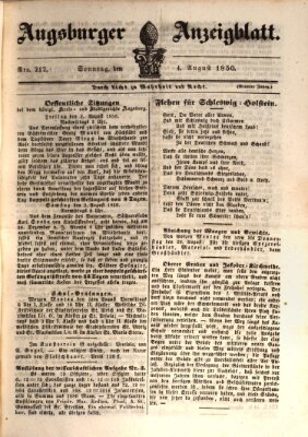 Augsburger Anzeigeblatt Sonntag 4. August 1850