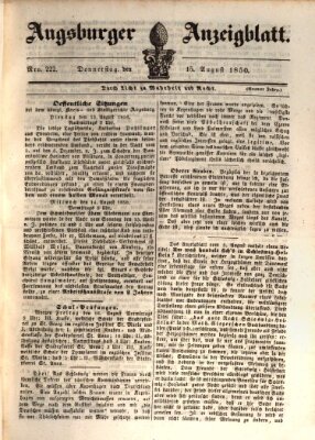 Augsburger Anzeigeblatt Donnerstag 15. August 1850