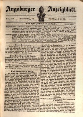 Augsburger Anzeigeblatt Donnerstag 22. August 1850