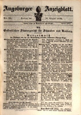 Augsburger Anzeigeblatt Freitag 23. August 1850