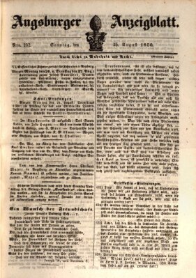 Augsburger Anzeigeblatt Sonntag 25. August 1850