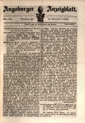 Augsburger Anzeigeblatt Dienstag 10. September 1850