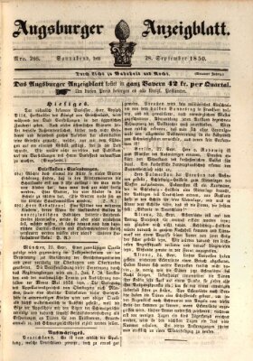 Augsburger Anzeigeblatt Samstag 28. September 1850