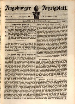 Augsburger Anzeigeblatt Dienstag 8. Oktober 1850
