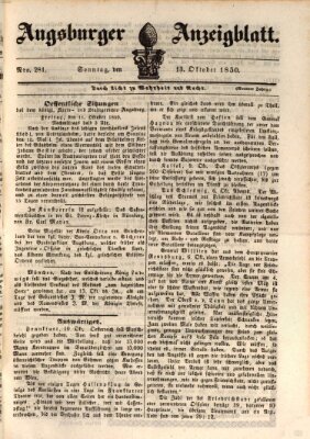 Augsburger Anzeigeblatt Sonntag 13. Oktober 1850