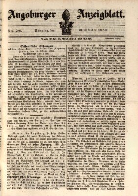 Augsburger Anzeigeblatt Sonntag 20. Oktober 1850
