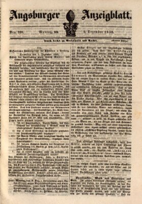 Augsburger Anzeigeblatt Montag 9. Dezember 1850