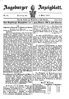 Augsburger Anzeigeblatt Sonntag 9. März 1851