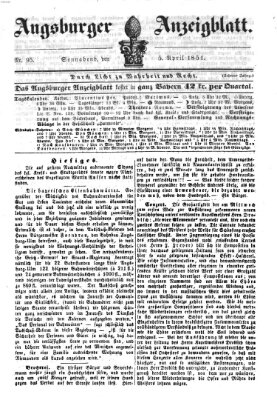 Augsburger Anzeigeblatt Samstag 5. April 1851