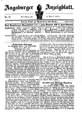 Augsburger Anzeigeblatt Dienstag 8. April 1851