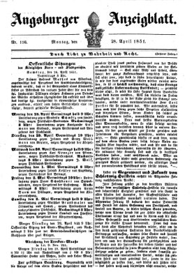 Augsburger Anzeigeblatt Montag 28. April 1851