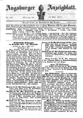 Augsburger Anzeigeblatt Montag 19. Mai 1851