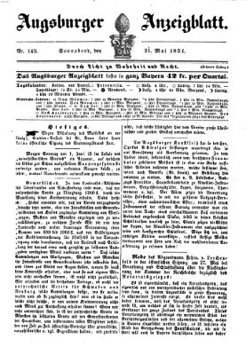 Augsburger Anzeigeblatt Samstag 31. Mai 1851
