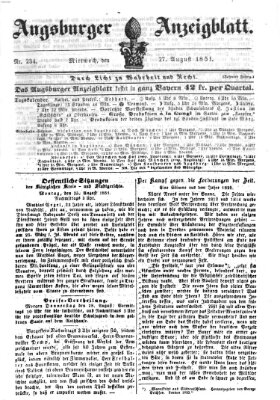 Augsburger Anzeigeblatt Mittwoch 27. August 1851