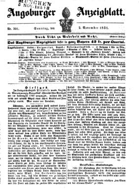 Augsburger Anzeigeblatt Sonntag 2. November 1851