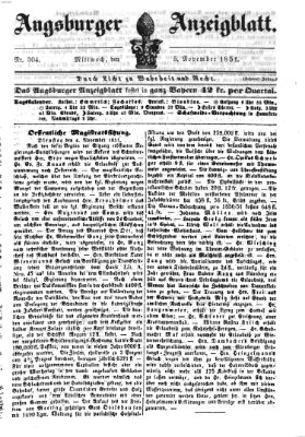 Augsburger Anzeigeblatt Mittwoch 5. November 1851