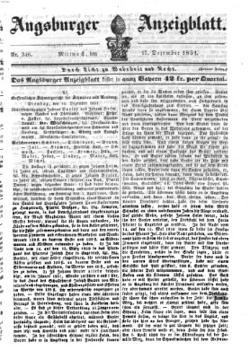 Augsburger Anzeigeblatt Mittwoch 17. Dezember 1851