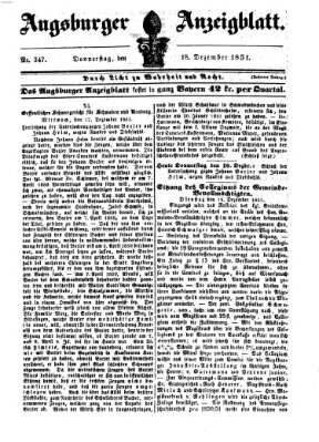 Augsburger Anzeigeblatt Donnerstag 18. Dezember 1851