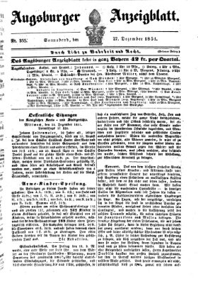 Augsburger Anzeigeblatt Samstag 27. Dezember 1851