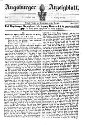 Augsburger Anzeigeblatt Mittwoch 17. März 1852