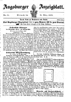 Augsburger Anzeigeblatt Mittwoch 31. März 1852