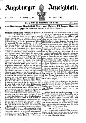 Augsburger Anzeigeblatt Donnerstag 24. Juni 1852