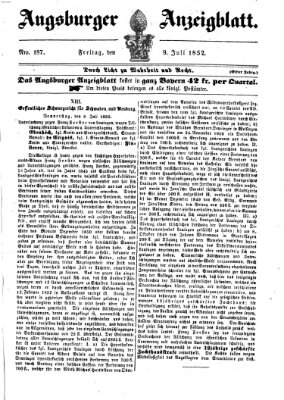 Augsburger Anzeigeblatt Freitag 9. Juli 1852