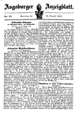Augsburger Anzeigeblatt Sonntag 22. August 1852
