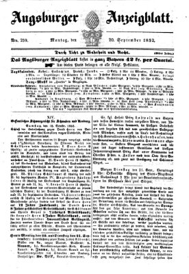 Augsburger Anzeigeblatt Montag 20. September 1852