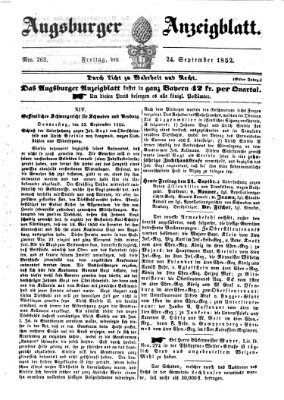 Augsburger Anzeigeblatt Freitag 24. September 1852