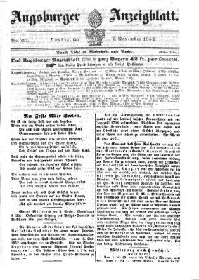 Augsburger Anzeigeblatt Dienstag 2. November 1852