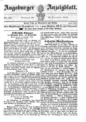 Augsburger Anzeigeblatt Sonntag 28. November 1852