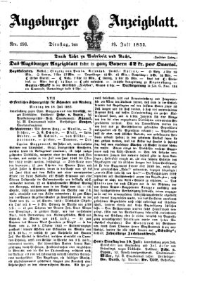Augsburger Anzeigeblatt Dienstag 19. Juli 1853