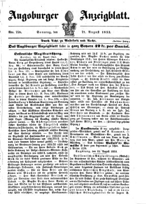 Augsburger Anzeigeblatt Sonntag 21. August 1853