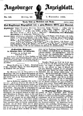 Augsburger Anzeigeblatt Freitag 2. September 1853