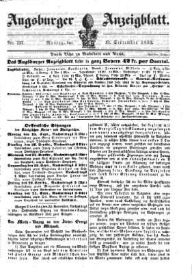 Augsburger Anzeigeblatt Montag 19. September 1853