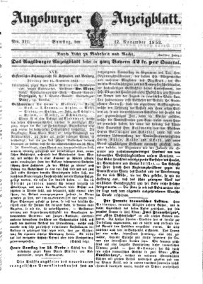 Augsburger Anzeigeblatt Samstag 12. November 1853