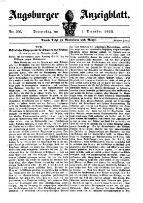Augsburger Anzeigeblatt Donnerstag 1. Dezember 1853